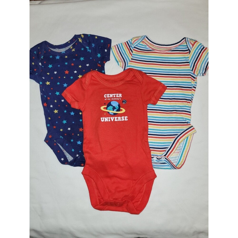 Bundles Baby Place Size 3-6 Months Red Blue Stripes Stars 3 Pc Bodysuit Bundle
